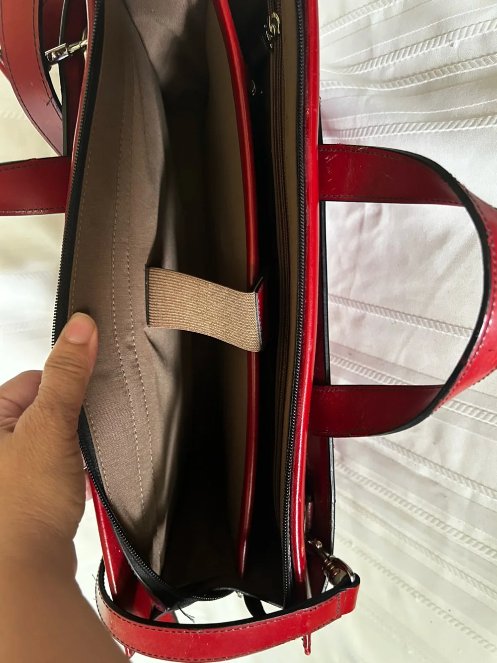Jack Georges Briefcase Laptop Case Red Italian Leather Work Bag Shoulder Strap